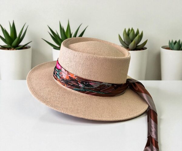 Rafia_Copa_Redonda_Beige(3) Sombrero de Rafia para Mujer