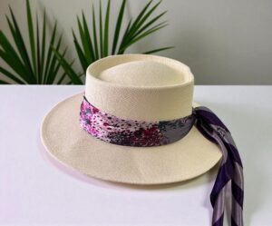 Rafia_Copa_Redonda_Blanco(3) Sombrero de Rafia para Mujer