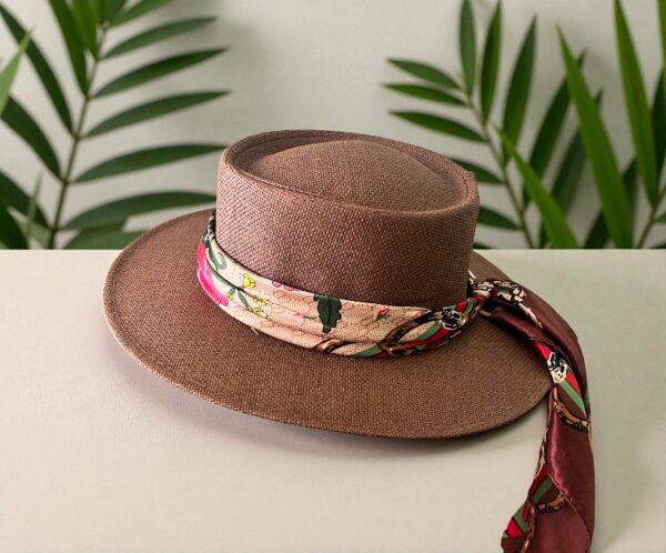 Rafia_Copa_Redonda_Cafe(2) Sombrero de Rafia para Mujer