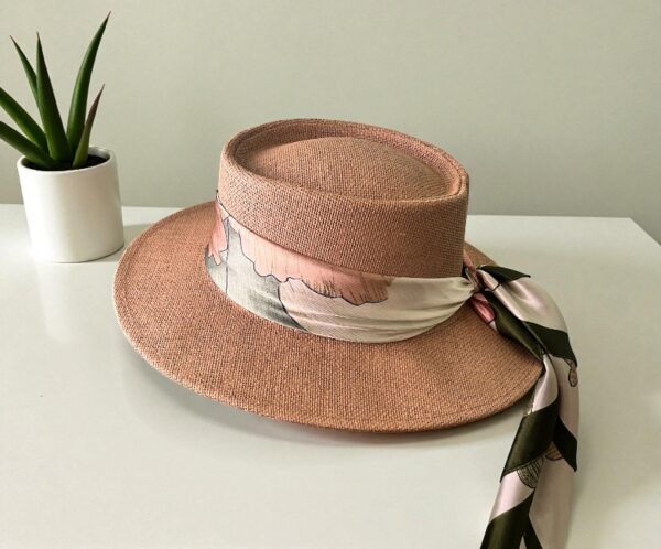 Rafia_Copa_Redonda_Camel(3) Sombrero de Rafia para Mujer