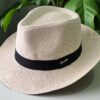 Rafia_Diamante_Ala_Corta_Blanco Sombrero de Rafia Ala Corta (unisex)
