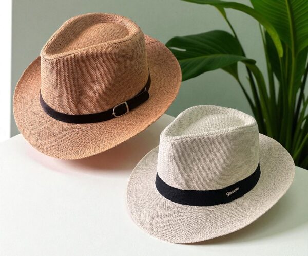 Rafia_Diamante_Ala_Corta_Camel (1) Sombrero de Rafia Ala Corta (unisex)