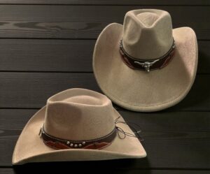 Sombrero Estilo Tejano de Lince con Aplique de Toro (unisex)