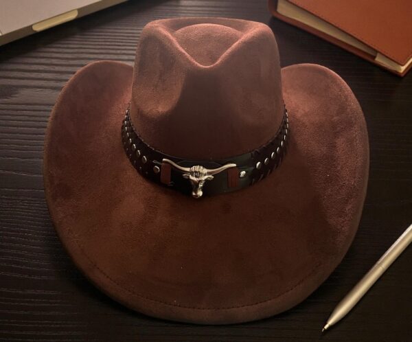 Sombrero Estilo Tejano de Lince con Aplique de Toro (unisex)