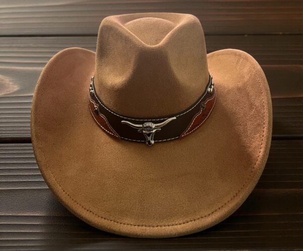 Sombrero Estilo Tejano de Lince con Aplique de Toro (unisex)