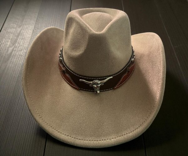 Sombrero Estilo Tejano de Lince con Aplique de Toro (unisex)