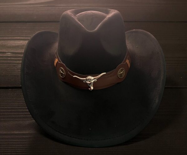 Sombrero Estilo Tejano de Lince con Aplique de Toro (unisex)